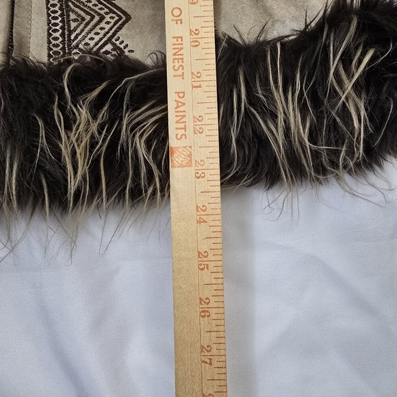 Weatherproof Garment Co. Vtg  Suede Leather Tan Embroidered Penny Lane Coat M - Picture 11 of 17